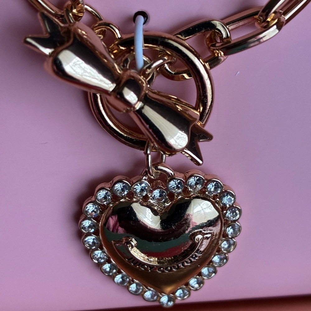 Juicy Couture Gold Heart Necklace with Bow Accents - Picture 7 of 11